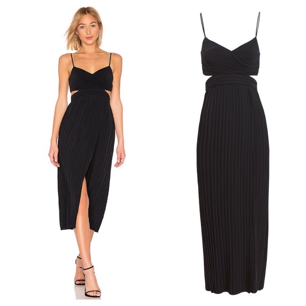 A.L.C Black Sienna Sleeveless Pleated Cutout Dress 0